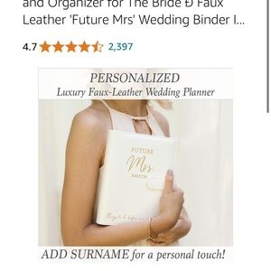 Personalized White Faux-Leather Wedding Planner